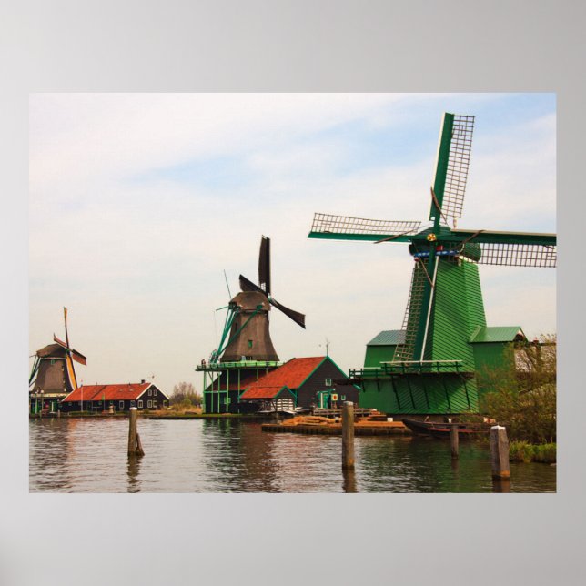 Holländska väderkvarnar, Zaanse Schans. Poster (Framsidan)