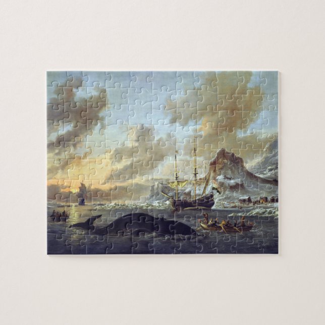 Holländska valfångare Spetsbergen Abraham Storck 1 Pussel (Horisontell)