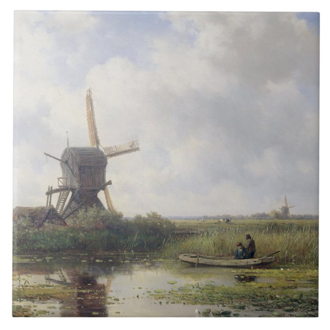 Holländska windmills near den Gein floden, Willem Kakelplatta (Framsidan)
