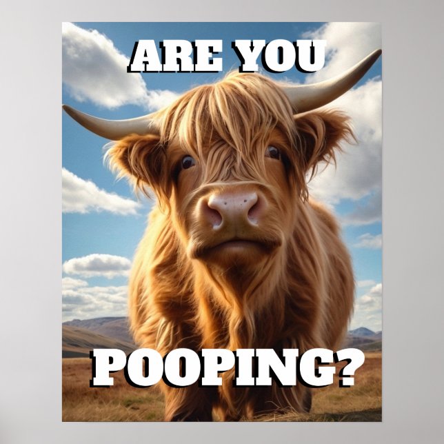 Höllandskö är du pooping Funny Toilet Bathroom Poster (Framsidan)