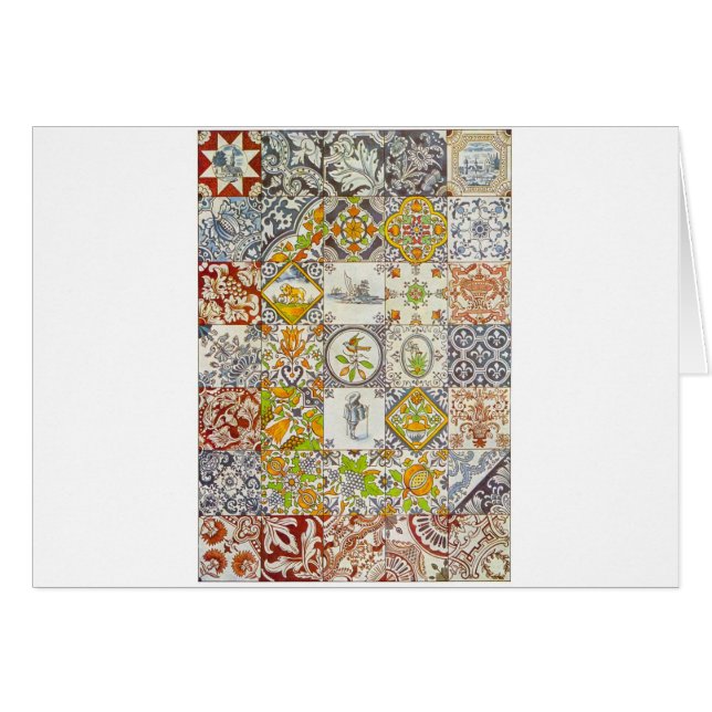 Holländskt keramiskt belägger med tegel hälsningskort (Framsidan Horizontal)