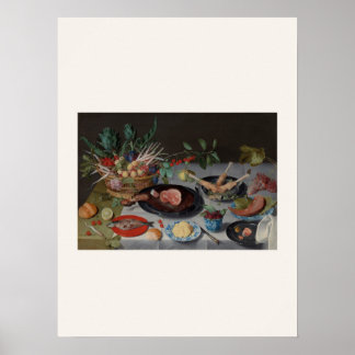 Holländskt stilleben med kött och fisk - Barock Poster