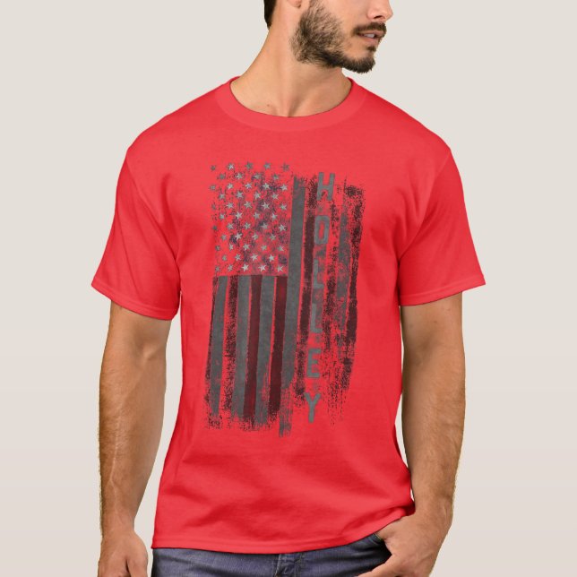 Holley Family American Flag for Women Men friends T Shirt (Framsida)