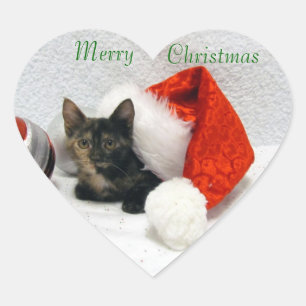 Holley's jul - Katt / Kattunge-klistermärken Hjärtformat Klistermärke