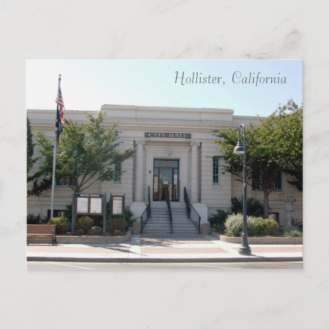 Hollister, CA City Hall Vykort (Framsida)