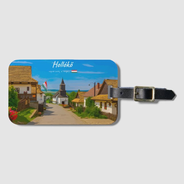 Hollókő, Ungern - Historisk by gata Bagagebricka (Framsida horisontal)