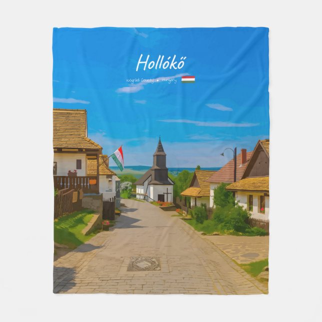 Hollókő, Ungern - Historisk by gata Fleecefilt (Framsidan)