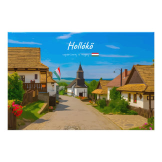 Hollókő, Ungern - Historisk by gata Fototryck