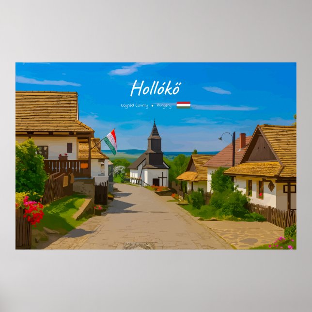 Hollókő, Ungern - Historisk by gata Poster (Framsidan)