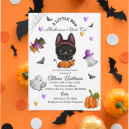 Holloween Black Cat Pumpkin Little Boo Baby showe Inbjudningar