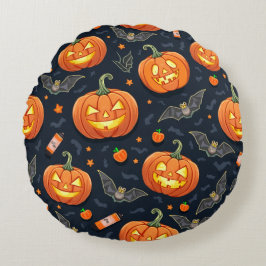 Holloween Pumkin Round Pillow Rund Kudde