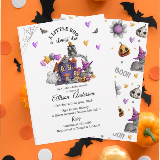 Holloween Pumpkin Little Boo Baby-dusch Inbjudningar (Skapare uppladdad)