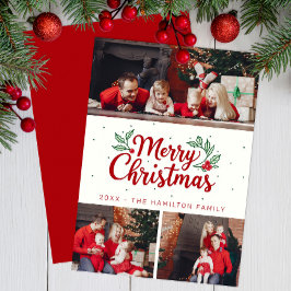 Holly Accent 3 Photo God jul Card Julkort