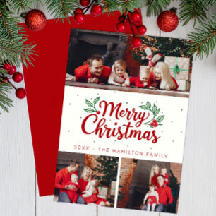 Holly Accent 3 Photo God jul Card Julkort