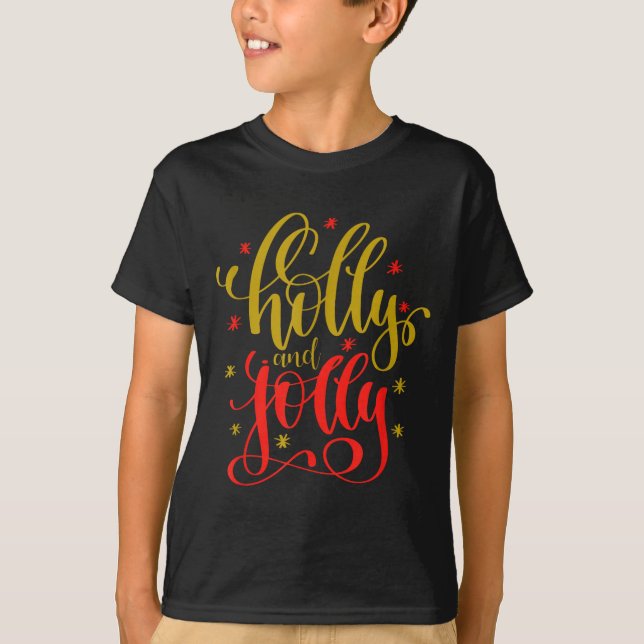 Holly And Jolly Festive Christmas Holiday Pajama C T Shirt (Framsida)