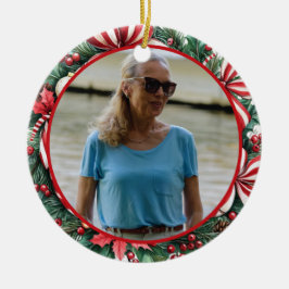 Holly and Peppermint Wreath ANY Photo Julgransprydnad Keramik