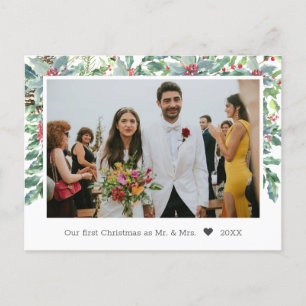 Holly Background Newly Wed Photo jul Helg Vykort