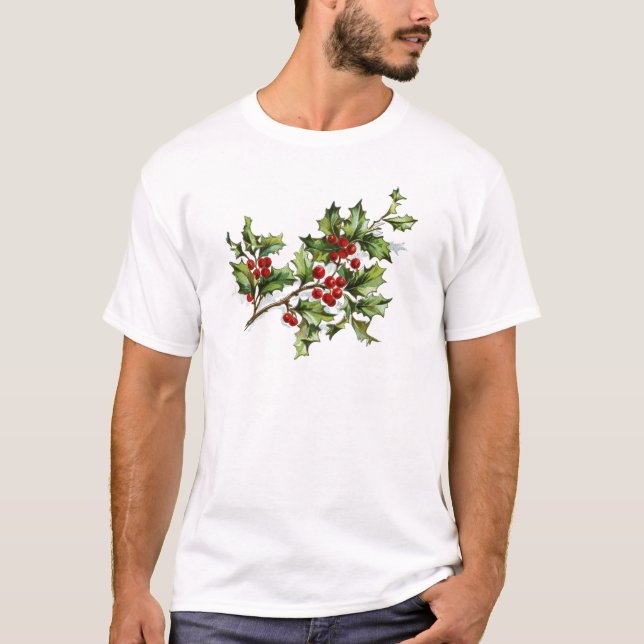 Holly Berries 001 T Shirt (Framsida)