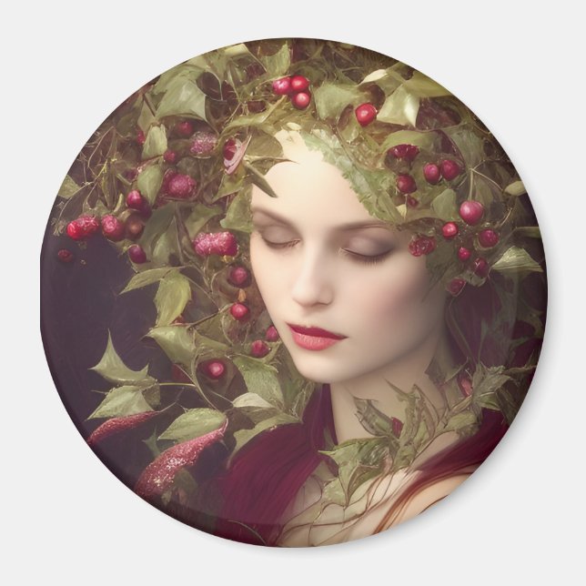 Holly Berries Bevackra Woman-jul Magnet (Framsidan)