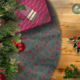Holly Berries Christmas Julgransmatta Borstad Polyester