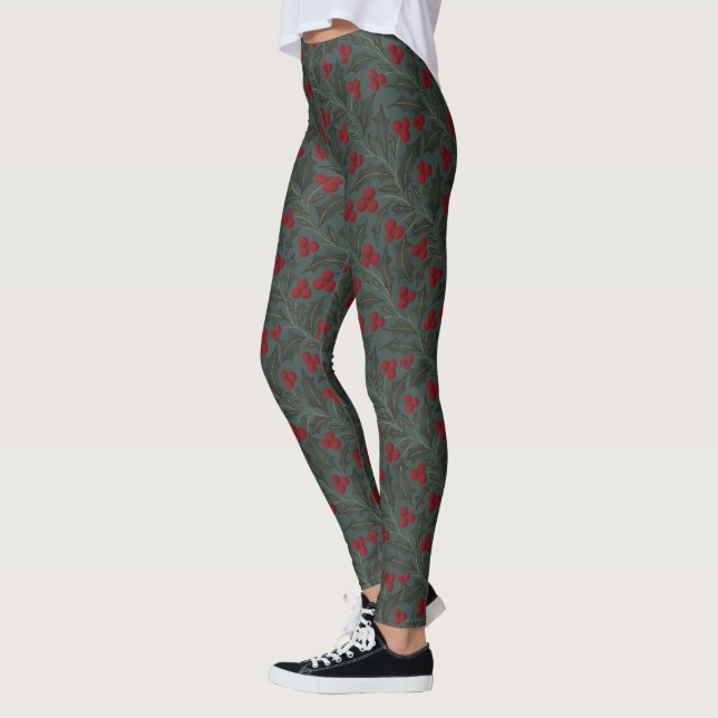 Holly Berries Christmas Leggings (Vänster)