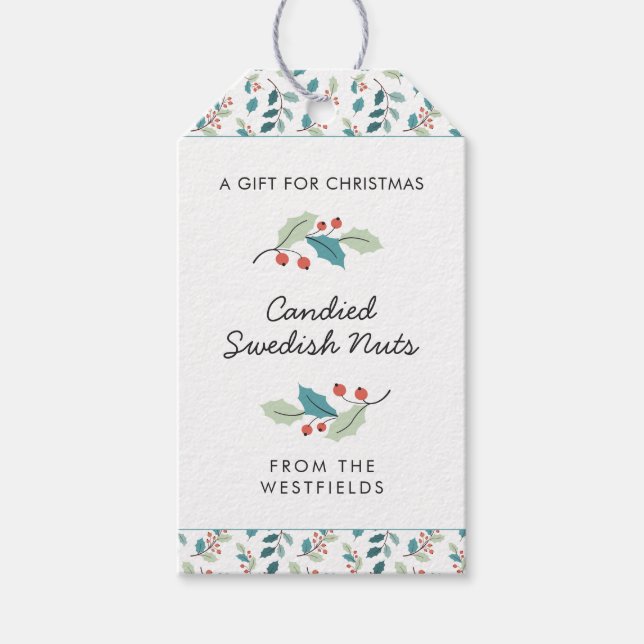 Holly Berries Christmas Theme Food Presentetikett (Framsidan)