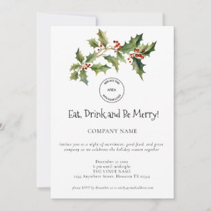 Holly Berries Company Logotyp jul Party Inbjudningar