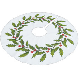 Holly Berries Design Julgran Skirt Julgransmatta Borstad Polyester