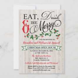 Holly, Berries, Eat, Drink och Var Merry Party Inbjudningar