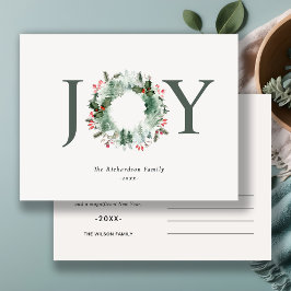 Holly Berries Gräs Träd Joy Julkrutans Vykort