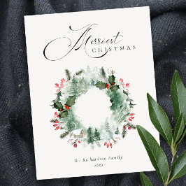 Holly Berries Gräs Träd Red-julfransfransfrand Vykort