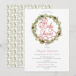 Holly Berries Gräs WAN-Helgdag Baby Shower In Inbjudningar