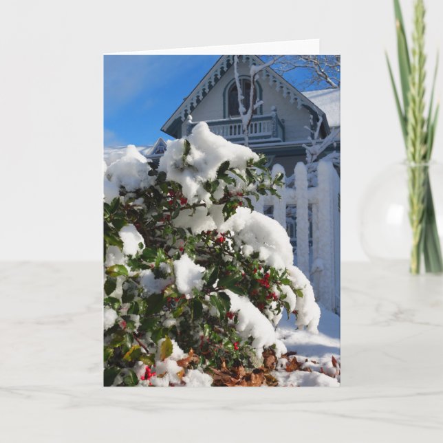 Holly Berries i Snö - Martha's Vineyard Kort (Framsida)