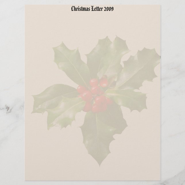 Holly & Berries jul, Brev 2009 Letterhead (Framsida)
