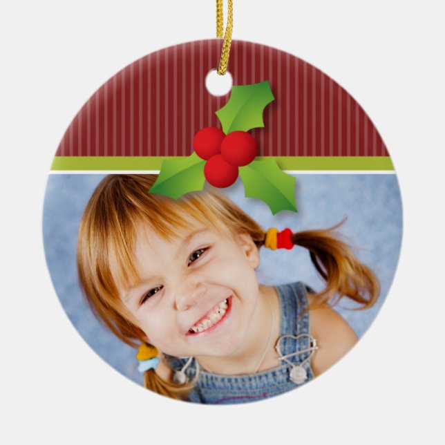 Holly Berries jul Ornament (röd/kalk) (Framsidan)