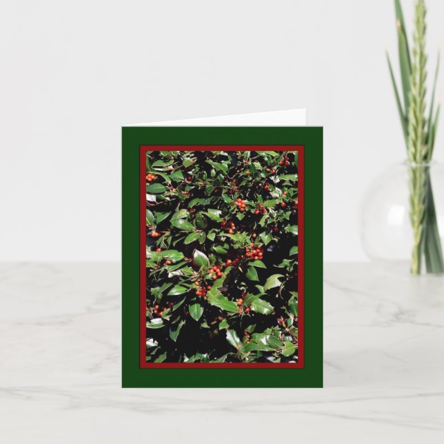 'Holly & Berries' Julkort - Tomt Inuti Helgkort (Framsida)