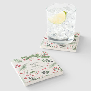 Holly Berries julvinter Wedding Stenunderlägg