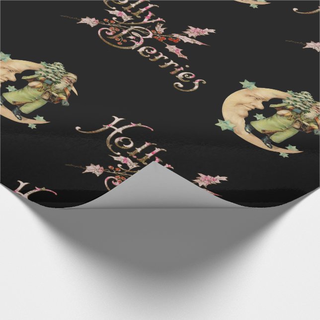 Holly Berries med Santa Victorian Presentpapper (Hörn)