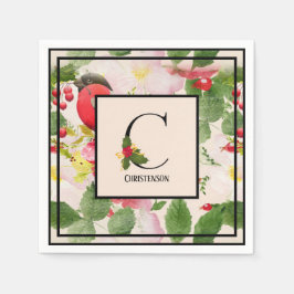 Holly Berries Monogram Brev C Familj Namn Papper Pappersservett