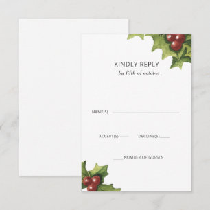 Holly Berries Monogram Winter Wedding OSA Kort