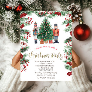 Holly Berries Nutcrackers Company Jul Inbjudningar