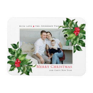 Holly Berries Personlig i Ram Magnet