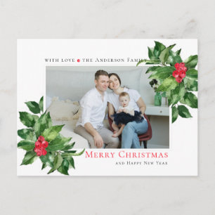 Holly Berries Ram Personlig  Photo Vykort
