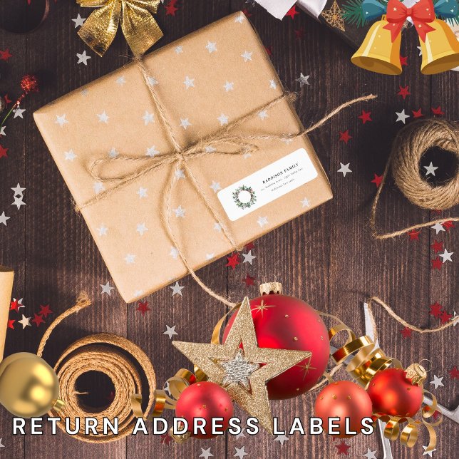 Holly Berries returadress för krans av jul Returadress Etikett (Skapare uppladdad)