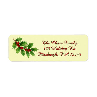 Holly & Berries return address Returadress Etikett