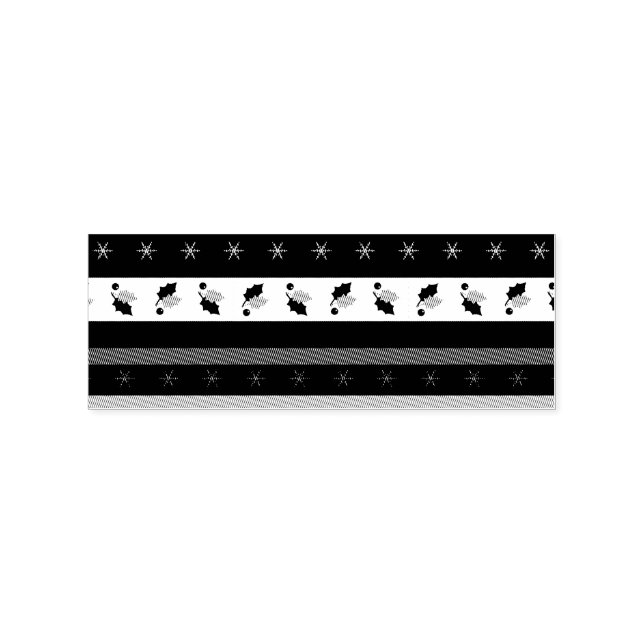 Holly Berries Snöflingor Gräns Frimärke Stämpel (Tryck)