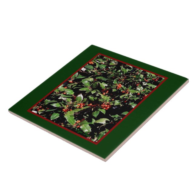 "Holly & Berries" Trivet/Tile Kakelplatta (Sidan)