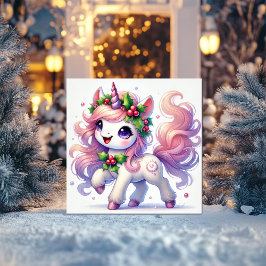 Holly Berry Bliss Enhörning Julkort