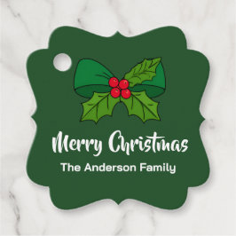 Holly Berry Bow Favor Tags Gåvor Etiketter