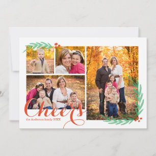 Holly Berry Cheers Helgdag Photo Card Julkort